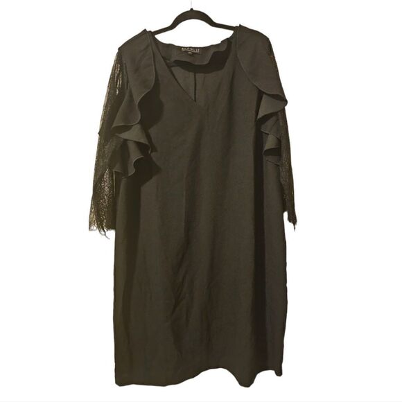 ELOQUII Black Ruffle Lace Sleeve Shift Dress -‎ Size 16 - Picture 2 of 7